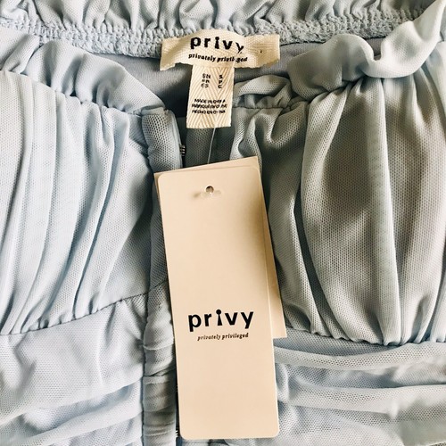 Privy light blue, ruffled, off-the-shoulder crop top size small - Picture 4 of 8