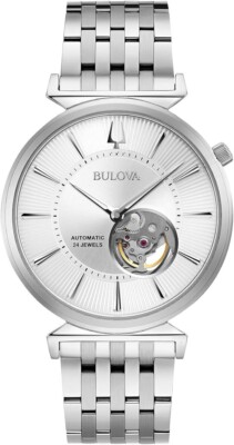 Bulova 96A234 Regatta Slim Automatic 21 Jewels Silver Tone Men's