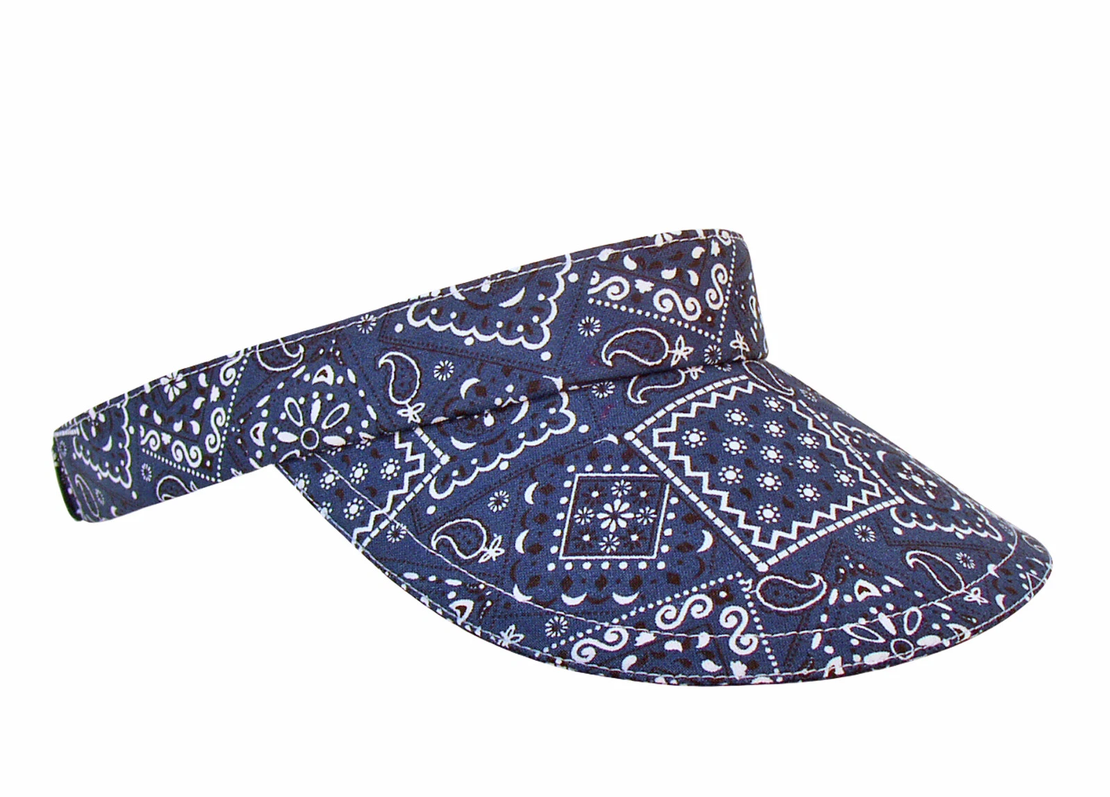"Bandandigo" - Indigo Navy Dark Blue Bandana Paisley Print SUN Golf Sports Visor