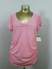 NWT Three Seasons Maternity V-Neck Shirt Women Size L Chest 36 Striped 210-23962