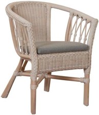 Stapelbarer Rattan-Sessel/Stuhl/Natur-Rattan inkl. Polster/ Farbe Vintage Weiß