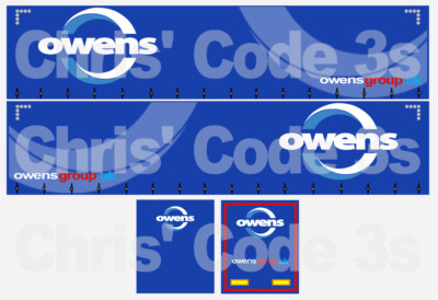 Code 3 selbstklebendes Vinyl Anhänger Aufkleber - Owens Group blau - 1/50 1/76 1/148