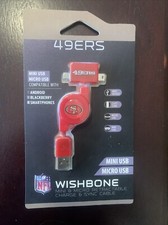 San Francisco 49ers- WISHBONE - MINI  MICRO RETRACTABLE CHARGE AND SYNC CABLE