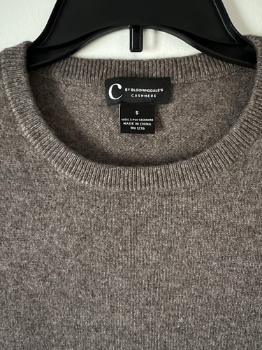 C By Bloomingdale's Brown Black Ombre Cashmere Round Neck Long Sleeve Sweater L - Picture 2 of 4