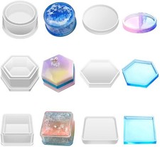 Silicone Jewelry Box Resin Molds with Lid Epoxy Mould Storage Container Pack 3