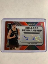 2023 Panini Prizm Draft Picks College Penmanship Red #D /199 Liam Robbins Auto