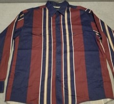 Vtg Wrangler Brushpopper Striped Shirt XL 17.5 35 Western Rodeo Cowboy 90s