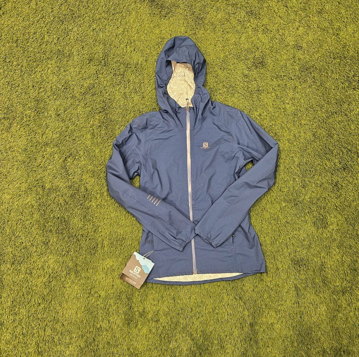 Giacca da corsa impermeabile Salomon Lightning x piccola donna prezzo consigliato £ 150 Poseidon