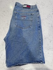 VTG Tommy Hilfiger Shorts Mens 42 Blue Carpenter Denim Jean Baggy FLAG Y2K