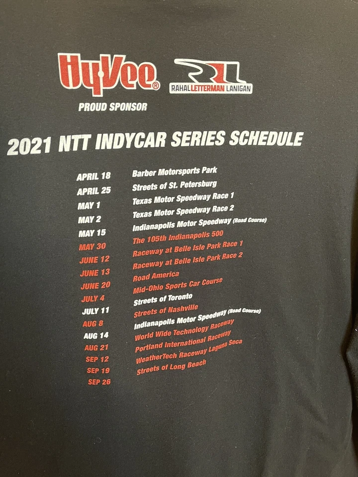 Camiseta negra Hyvee H45 Honda Rahal Letterman Lanigan Formula One World talla 2XL Foto 2 de 4