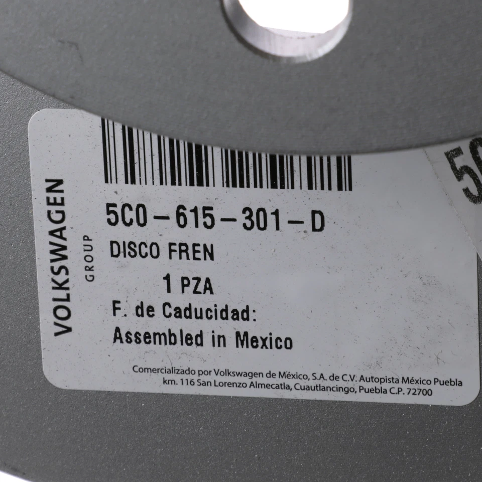 Rotor de freno de disco OEM 2010-2022 Volkswagen Golf Jetta Beetle 5C0-615-301-D NUEVO Foto 4 de 4