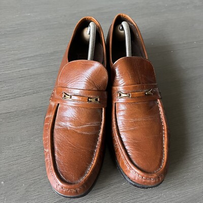 Florsheim Imperial Vintage Slip On Loafers Horse Bit Brown 