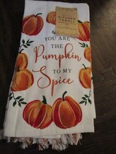 Fall Harvest Kitchen Towels You Are The Pumpkin To My Spice Set Of 2 Towels NWT