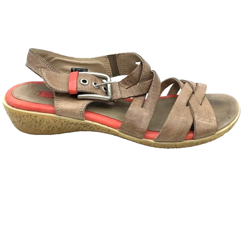 Ecco Sandali donna panettiere con cinturino pelle marrone tacco basso regolabile fibbia 7 5 38