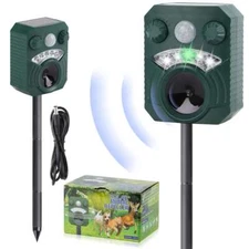 Upgraded Solar Ultrasonic Animal Repellent Dog Cat Skunk Deer Raccoon For Garden