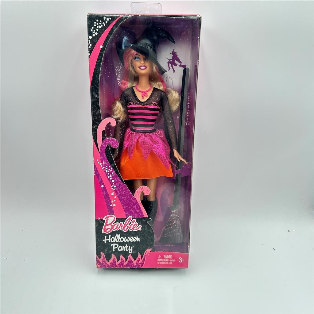 Barbie Halloween Party Doll 2010 w/ Witches Hat and Orange Skirt
