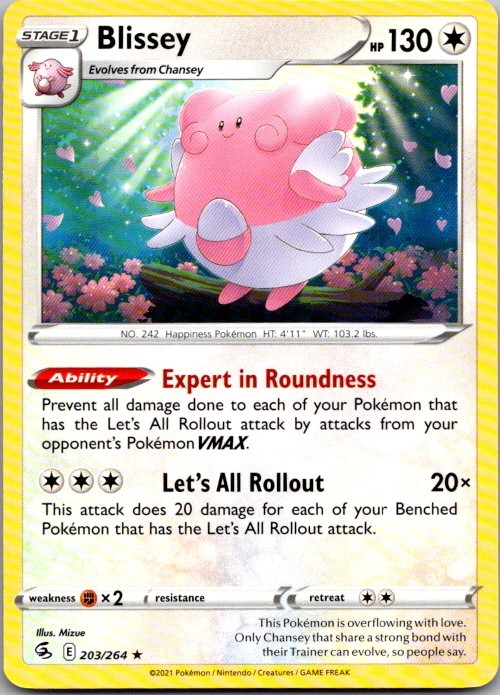 Blissey 203/264 Rare Fusion Strike Pokemon Near Mint