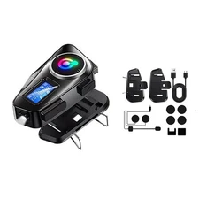 Support FM radio Motorcycle Intercom Helmet Bluetooth Headset LCD Waterproof