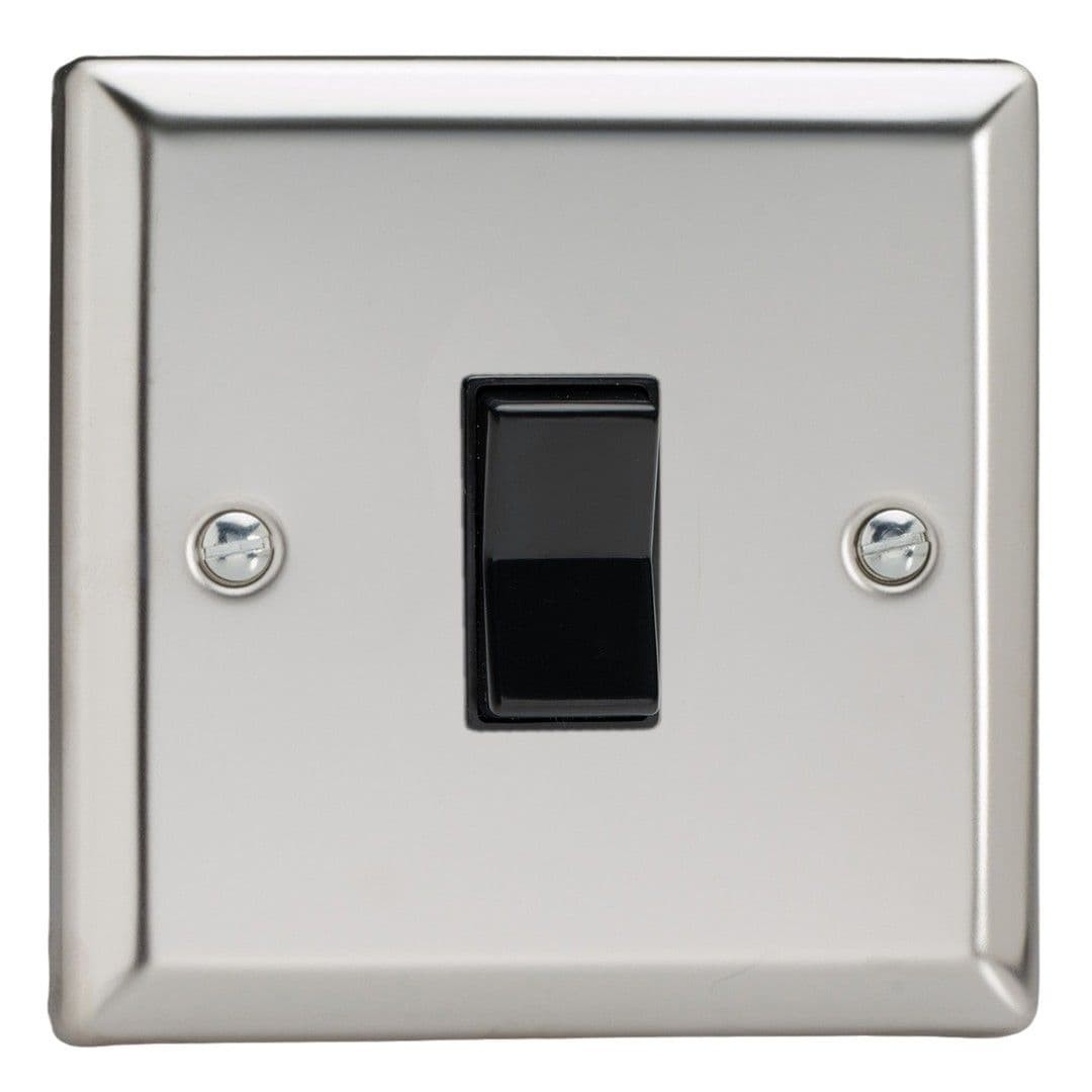 Varilight XCKR1B Classic Mirror Chrome 1 Gang 10A 2 Way & Off Retractive Switch