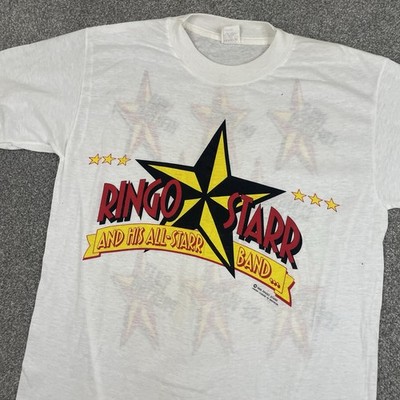 Vintage 1989 Ringo Starr All Star Band Tour Shirt Men L USA Brockum White Thin
