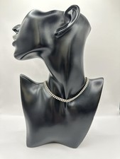 Delicate Vintage Clear/Silver Tone Rhinestone Choker Necklace Adjustable 14"-16"