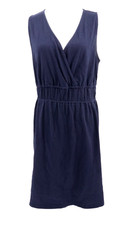 Talbots Midi Dress Womens Size Large Navy Sleeveless Lightweight Knit Casual New