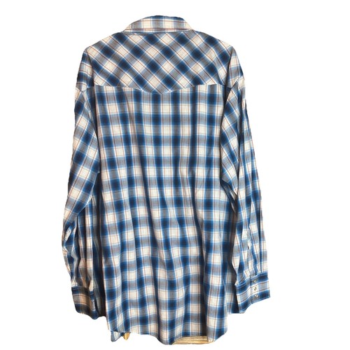 Chemise Western Ely Cattleman Homme 3XLT - Rayures Bleues - Fermeture Snap - Manches Longues