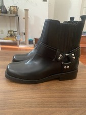 New Marc Fisher LTD Mizzie Moto Boots in Black Leather Size 7