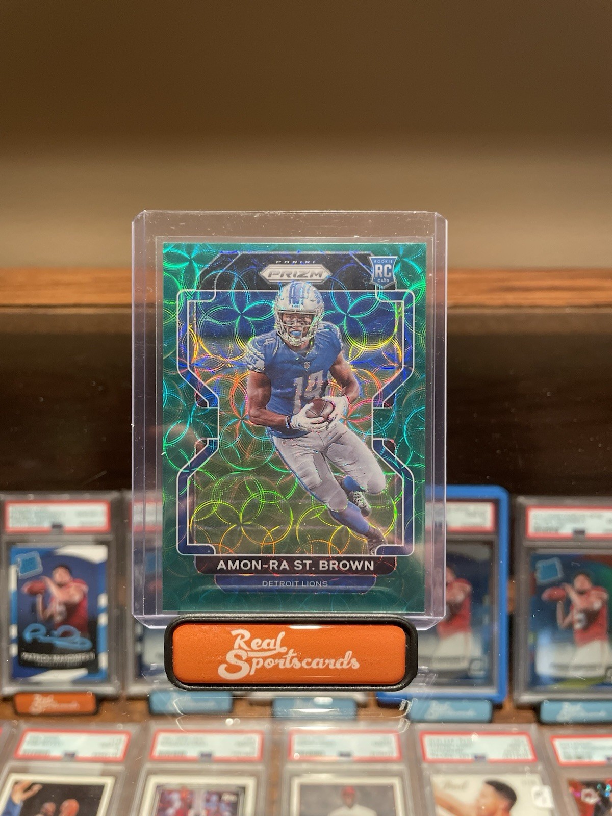 2021 Panini Prizm - Rookie Amon-Ra St. Brown #358 Green Scope Prizm /75 (RC)