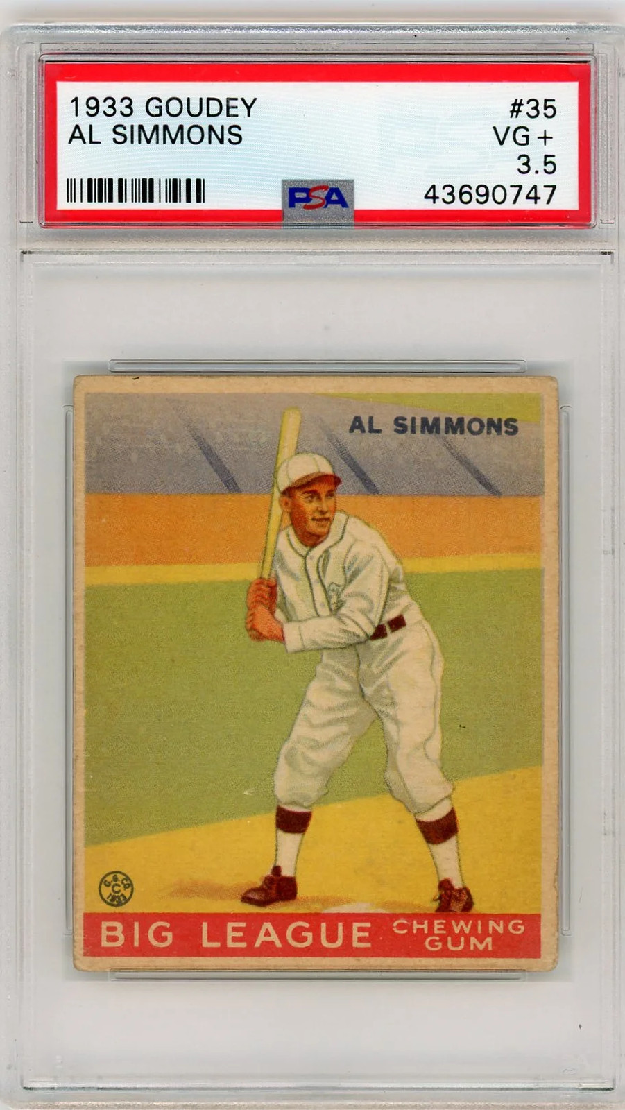 1933 Goudey Al Simmons #35 PSA 3.5 view 1