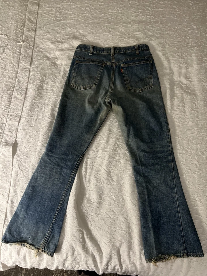 Jeans Levi’s Big E Orange Tab Denim 646 Distressed Mudwash Bell Vintage Años 70 1972 Foto 2 de 4