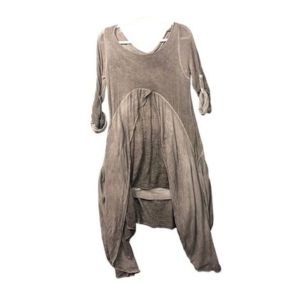 asymmetrical tunic dress Womens Long Sleeve Top/Cotton and Chiffon Tunic Dress/Layered Cotton T –  lijingshop main image 0