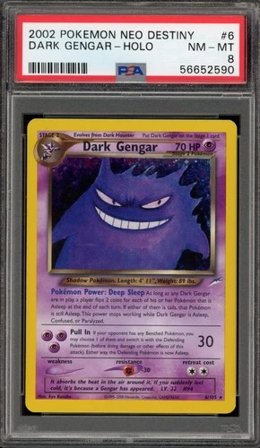 Pokemon Dark Gengar Neo Destiny Unlimited Holo Rare #6 PSA 8