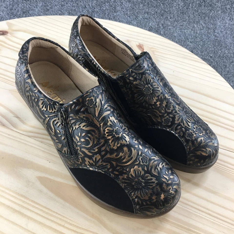 Zapatos Alegria by PG Lite para mujer 38 Hayli Tooled zueco negro acuñado bronce cuero Foto 3 de 4