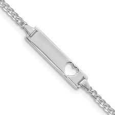 14k WG Cut-out Heart Curb Link ID Bracelet 7 inches