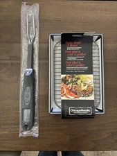 Chicago Metallic Petite Broil & Roast Pan 10x7x1.75in + ThermoSmart Cooking Fork