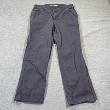 Carhartt Pants Women 8 Loose Fit Gray Rugged Flex Canvas Work Utility 34x27