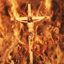 The Immolation of Christ - 18"x46" Hydrographic Film Hydro Dipping