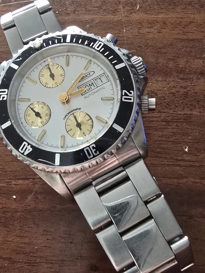 Cronografo JANVIER Automatico Doppio Datario Mov Valjoux 7750 Braccialato Diver - Immagine 3 di 4