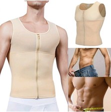 Mens Slim Body Shaper Shirt Gynecomastia Compression Hide Man Boobs Moobs Tops