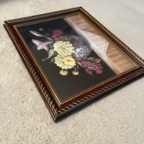 Coppia stampe botaniche nature morte floreali incorniciate gigli crisantemi 11,5x9,5 pollici - Foto 18 di 18