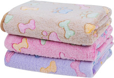Dono 3-Pack Soft Fleece Dog Blankets with Paw Print Design for Pets