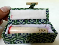 VINTAGE CHINESE HAND CARVED SOAP STONE SEAL STAMP IN BOX