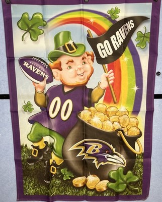 B More Ravens St. Patrick s Day Themed Full Size Flag 29  X 39  W/ Clip Holder.