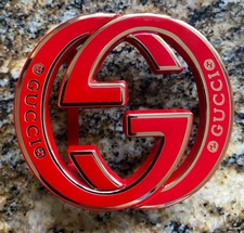 Brilliant Gucci  GG  Red with Gold Highlights  Belt Buckle