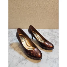 Coach and Four Womens Brown Patent Leather Pump Round Toe Stiletto Heel Size 6.5