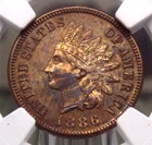 1886 Proof Indian Head Cent *TYPE 1* 1c NGC PF62 RB #013 *PROOF* Red Brown ECC&C