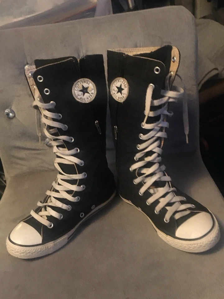 Knee High Black Zip& Lace Up Converse All Stars - Image 3 of 4