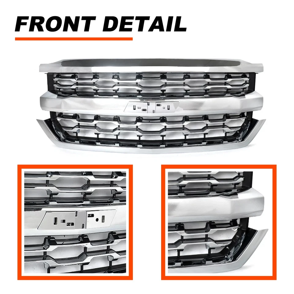 Chrome Front Bumper Grille Assembly For Chevrolet Silverado 1500 LTZ 2016-2018 Foto 3 de 4