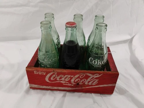 *RARE* Vintage Coca-Cola 6 Bottle Holder Small Wooden Crate